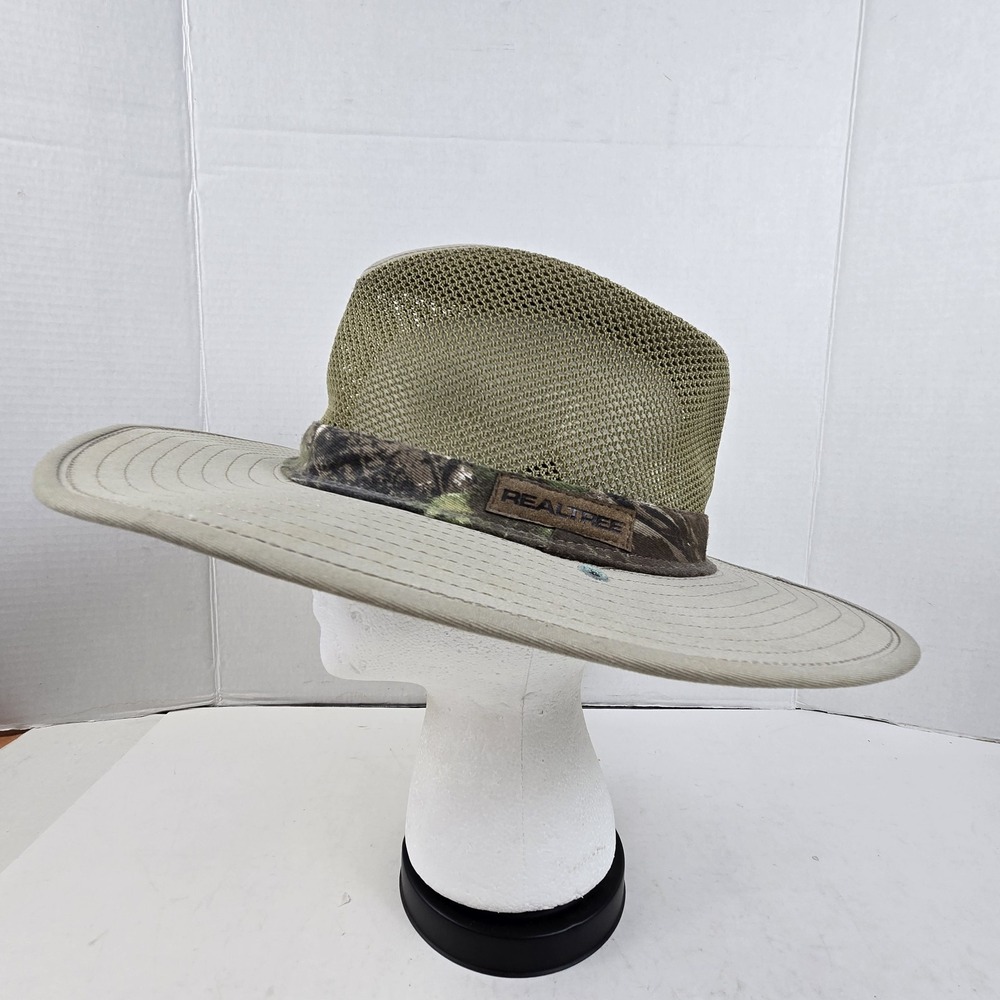 Vtg Paramount Outdoor Realtree Safari Hat XL Tan Camo Boonie Mesh Hunter Hiking